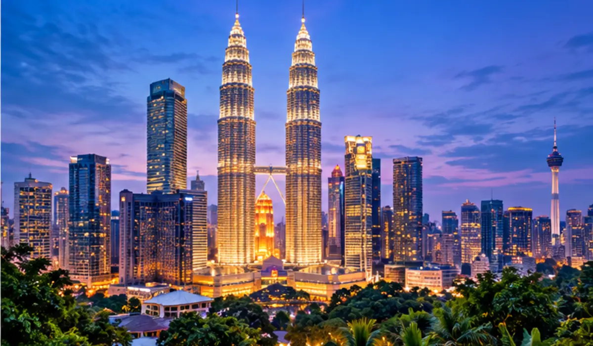 Kuala Lumpur skyline and Petronas Towers used as a Malaysia travel connectivity illustration